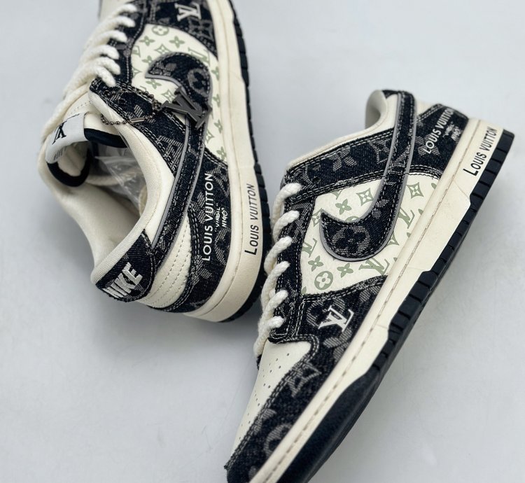 280 Nike Sb Dunk Low X Louis Vuitton White And Black Denim Sj2068-256 -