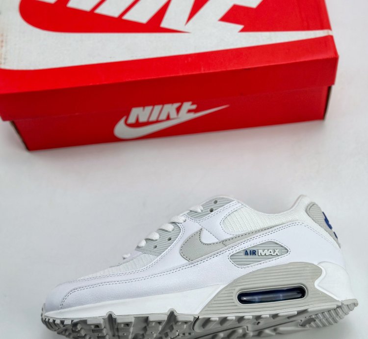 190 Nike Air Max 90 Photo Blue Pure White Retro Wear-resistant Low-top Running S