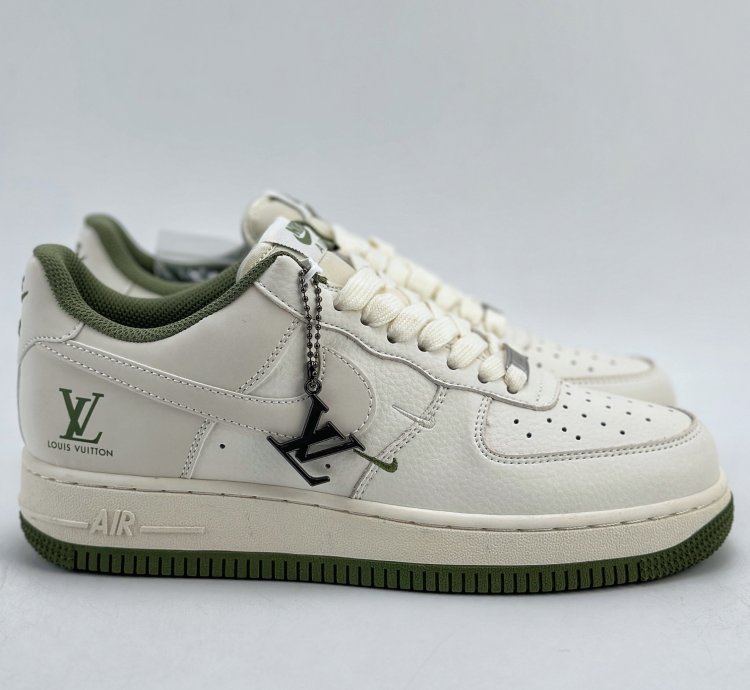260 Nike Air Force 1 Low 07 X Louis Vuitton White And Green Double Hook Xz6188-0