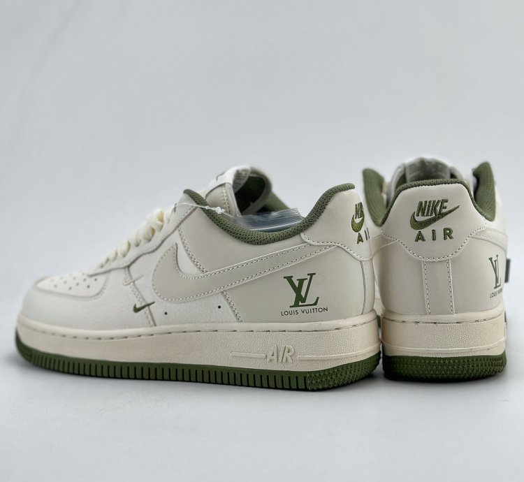 260 Nike Air Force 1 Low 07 X Louis Vuitton White And Green Double Hook Xz6188-0