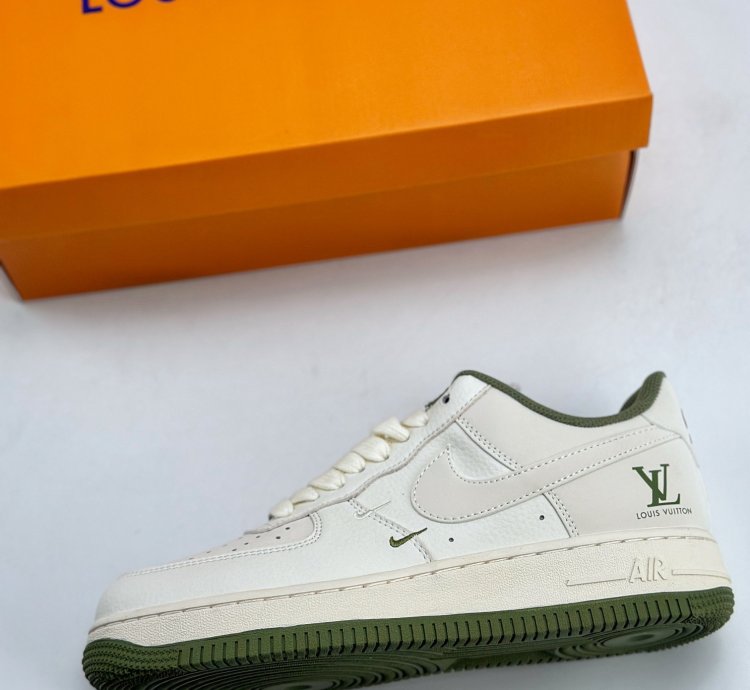 260 Nike Air Force 1 Low 07 X Louis Vuitton White And Green Double Hook Xz6188-0