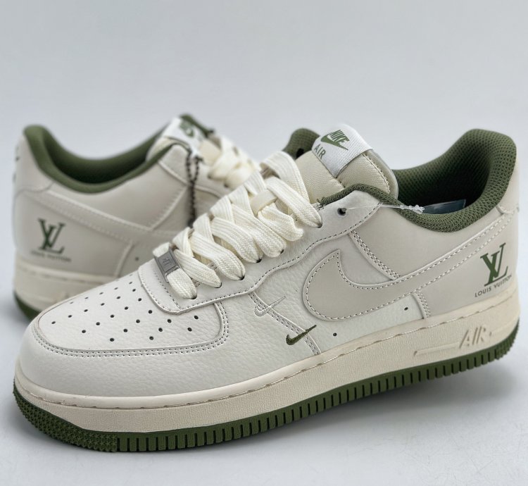 260 Nike Air Force 1 Low 07 X Louis Vuitton White And Green Double Hook Xz6188-0