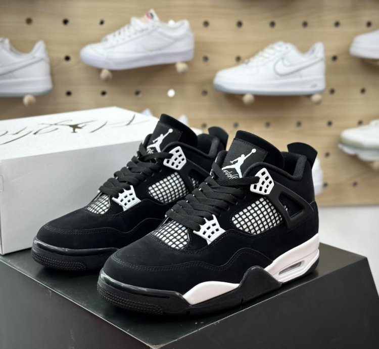 450 Jordan Aj4 Mid-top Retro Casual Sports Culture Basketball Shoes Matte Black