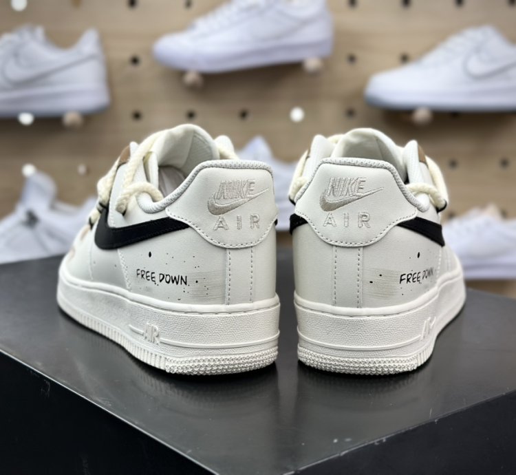 260 Nike Air Force 107 Lowwhitekhakiblackgraffiti Air Force One Sneakers Leathe