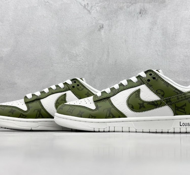 300 Nike Sb Dunk Low X Louis Vuitton White Green Full Print Dq1098-362 -