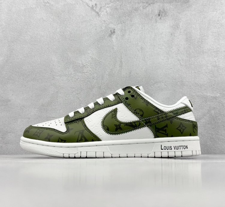 300 Nike Sb Dunk Low X Louis Vuitton White Green Full Print Dq1098-362 -