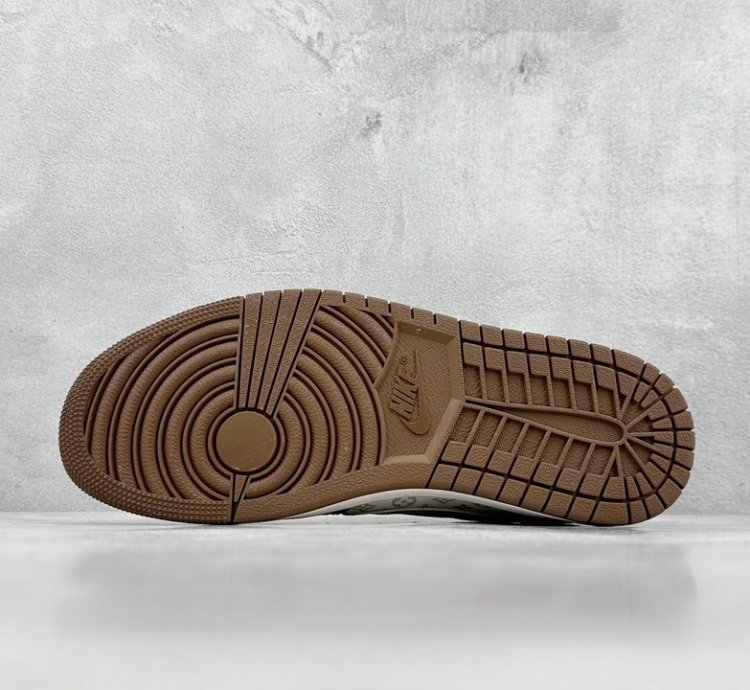 280 Lv X Air Jordan 1 Low Light Brown Print Sj2068-102 -