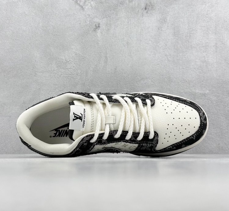280 Nk Dunk Low Retro Diy High-end Lv Beige And Black Denim Print