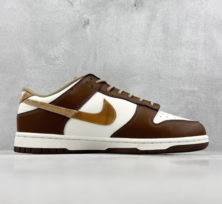 200 St Version Nike Dunk Low Gs Brown Plaid White And Brown Stitching Fv3653-191