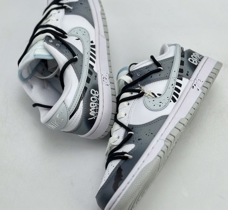 280 Nike Sb Dunk Low Ink Graffiti Double Hook Halloween Cross White Gray Dv0831-