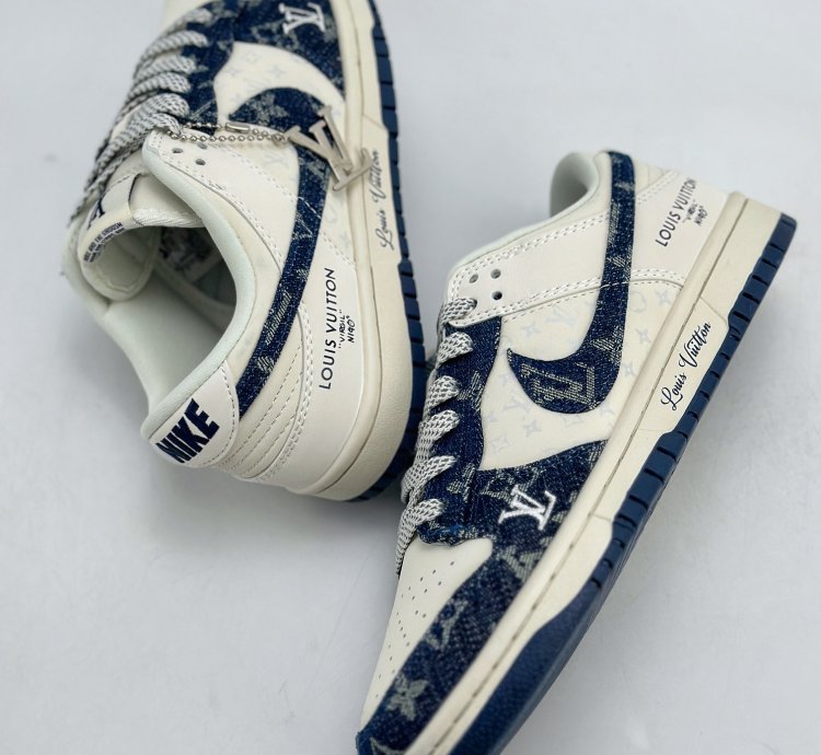 280 Nike Sb Dunk Low X Louis Vuitton White Blue Denim Xo3802-335
