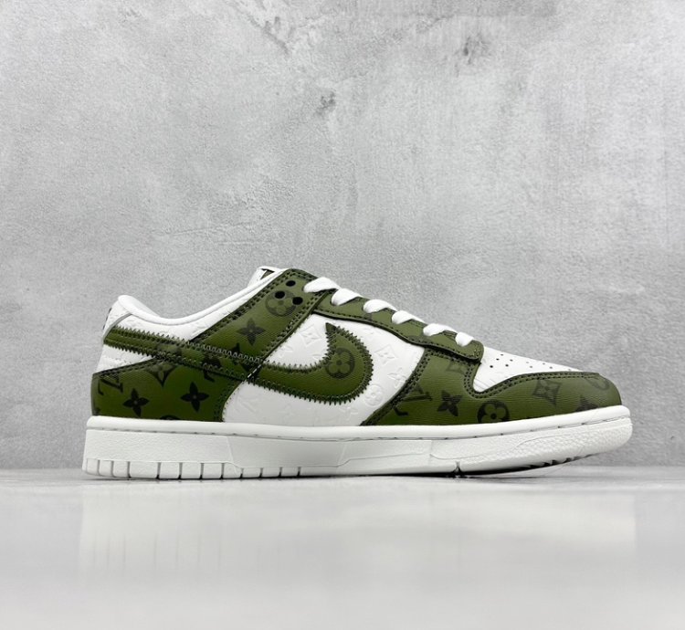 300 Nike Sb Dunk Low X Louis Vuitton White Green Full Print Dq1098-362 - Putian