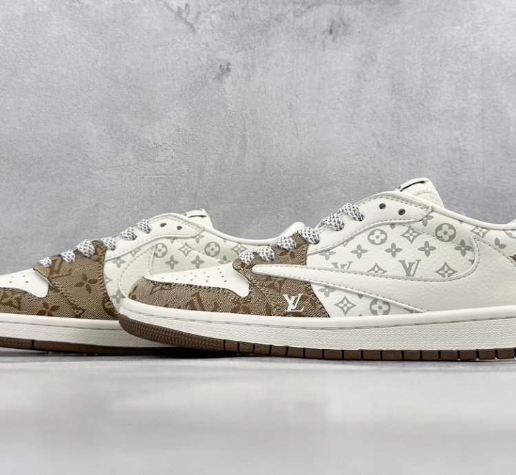 280 Lv X Air Jordan 1 Low Light Brown Print Sj2068-102 - Putian High Imitation S
