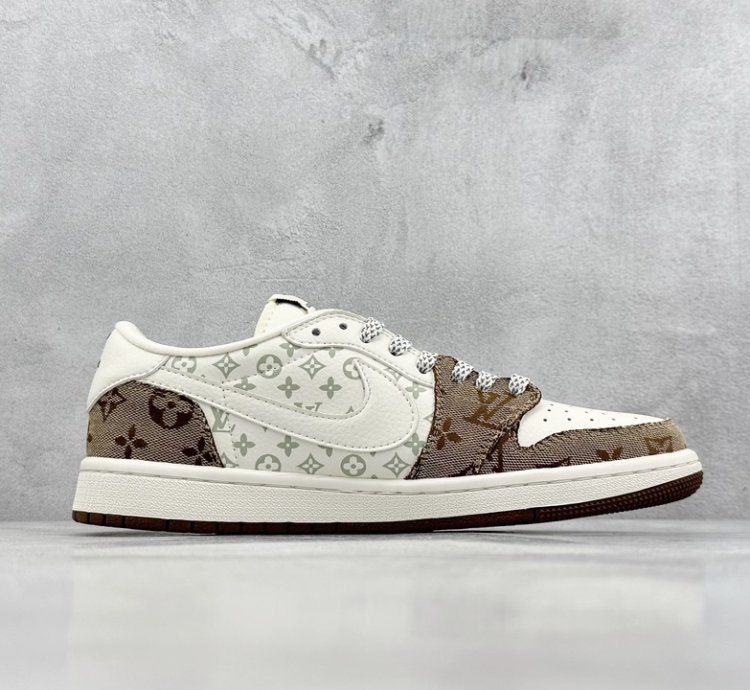 280 Lv X Air Jordan 1 Low Light Brown Print Sj2068-102 - Putian High Imitation S