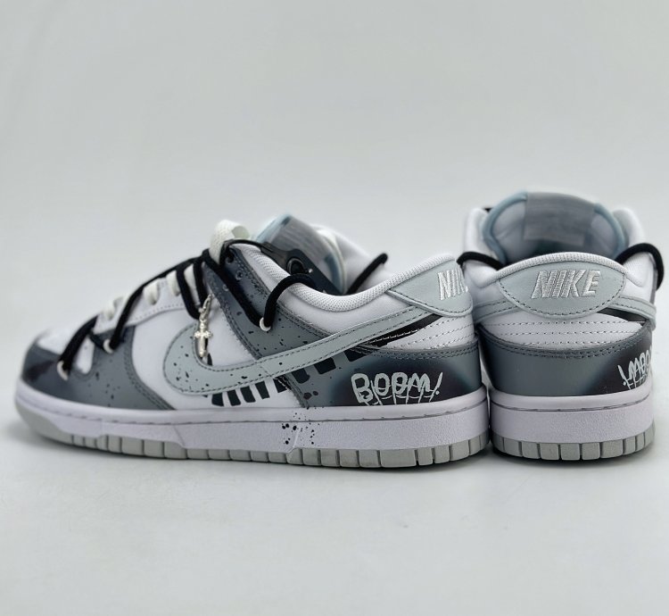 280 Nike Sb Dunk Low Ink Graffiti Double Hook Halloween Cross White Gray Dv0831-