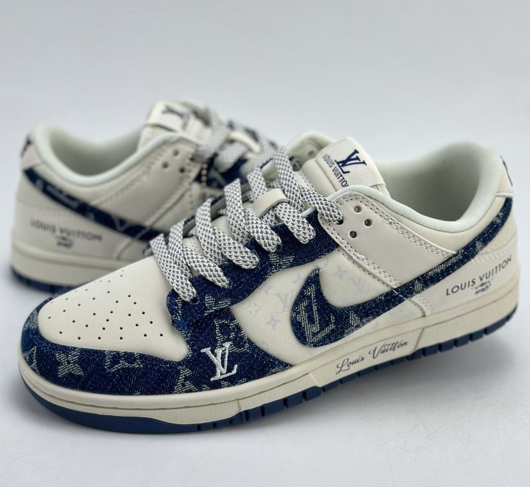 280 Nike Sb Dunk Low X Louis Vuitton White Blue Denim Xo3802-33509