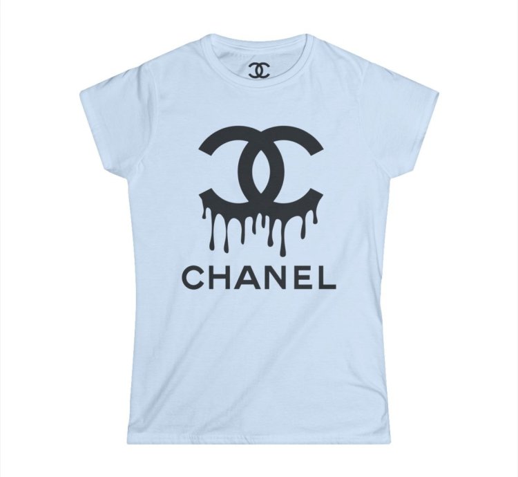 Chanel Drip Womens Softstyle Tee Light Blue Made In Usa Stylish Comfy