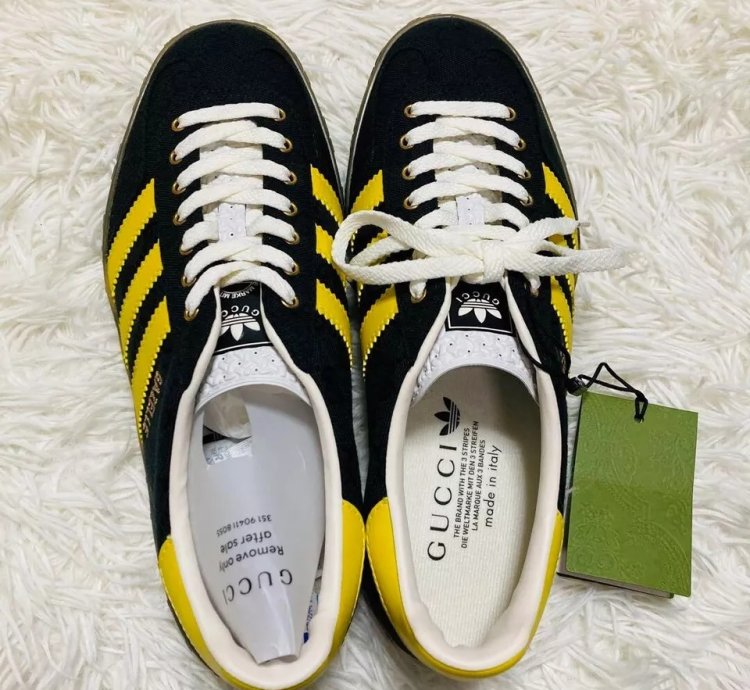 Gucci X Adidas Collaboration Gazelle Sneakers Black Color