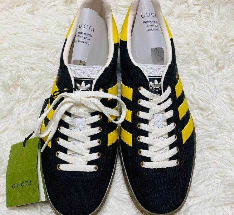 Gucci X Adidas Collaboration Gazelle Sneakers Black Color