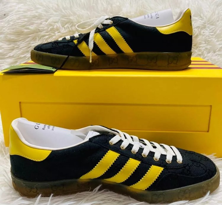 Gucci X Adidas Collaboration Gazelle Sneakers Black Color