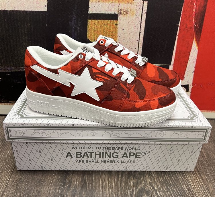 2018 Bape Color Camo Bapesta M2 Low Red White