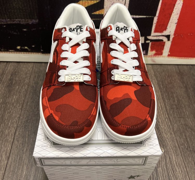 2018 Bape Color Camo Bapesta M2 Low Red White