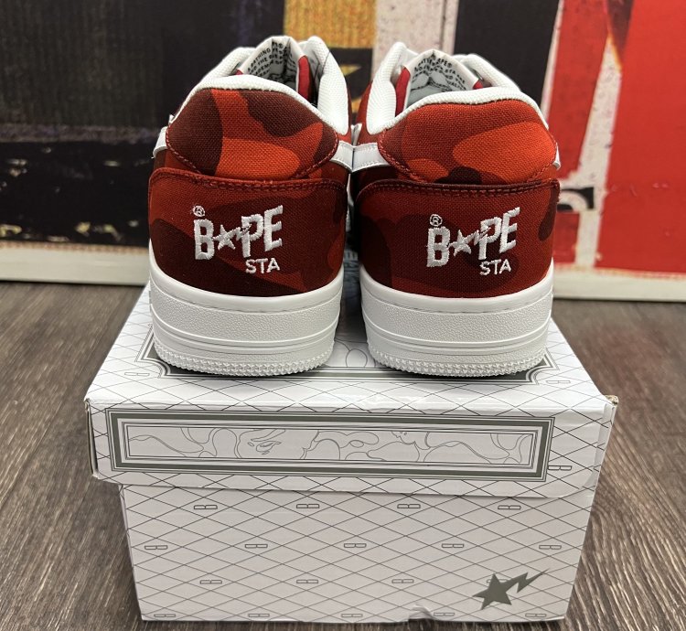2018 Bape Color Camo Bapesta M2 Low Red White