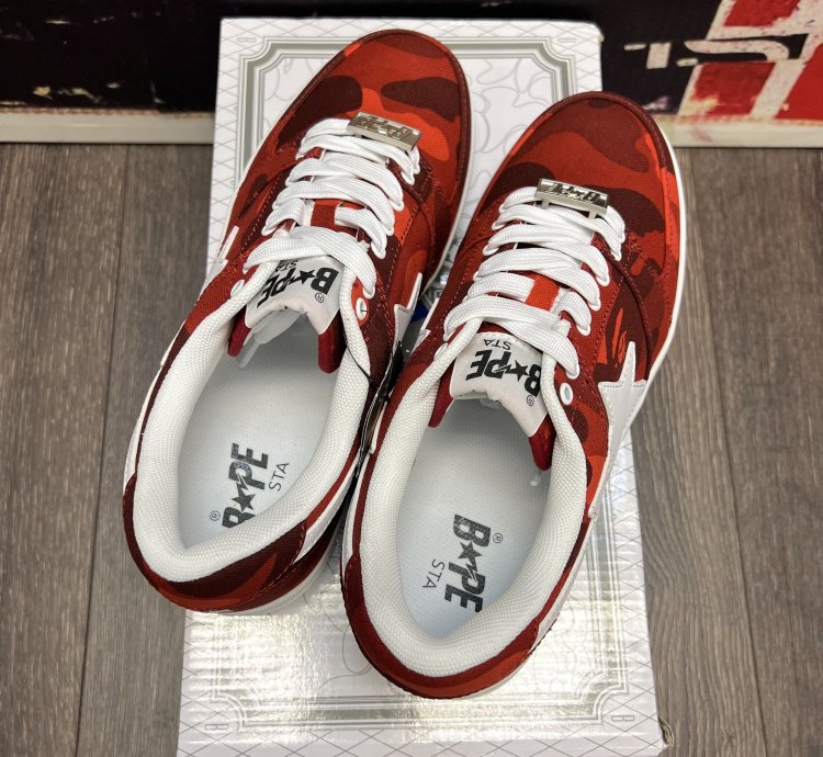 2018 Bape Color Camo Bapesta M2 Low Red White