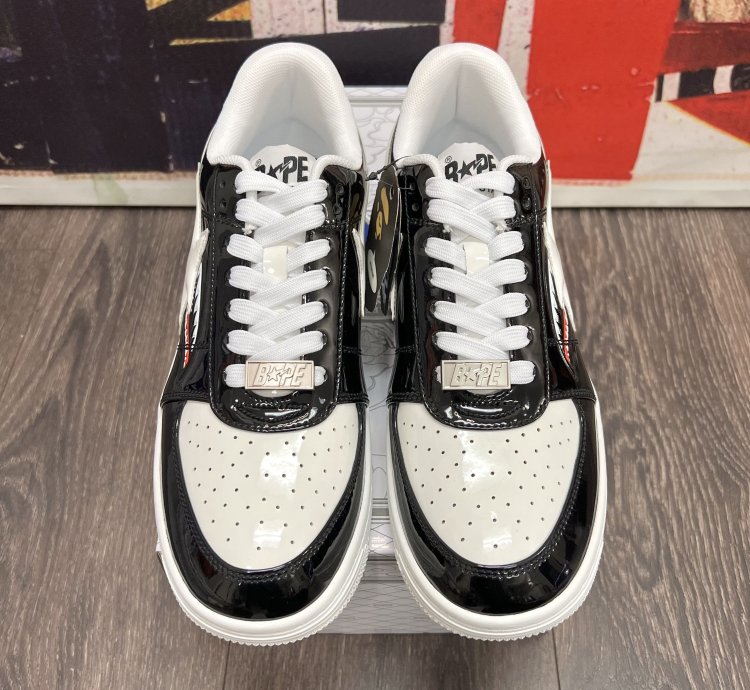 2021 Bape Bapesta Low M1 Color Block Shark Face Black White