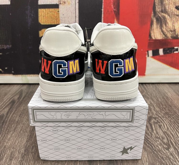 2021 Bape Bapesta Low M1 Color Block Shark Face Black White