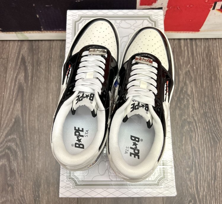 2021 Bape Bapesta Low M1 Color Block Shark Face Black White