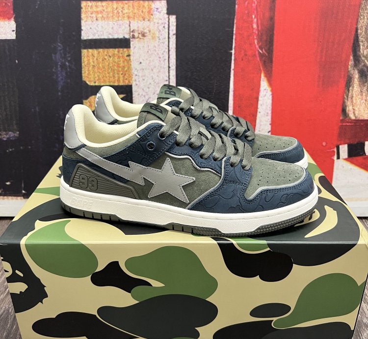 2022 Bape Sk8 Sta Army Olive Green Dark Navy Blue