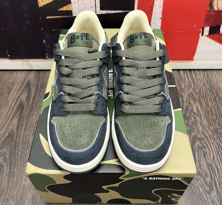 2022 Bape Sk8 Sta Army Olive Green Dark Navy Blue