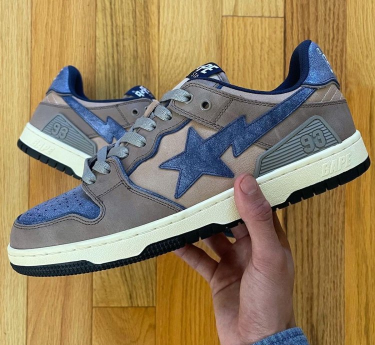 2022 Bape Sk8sta Low Top Denim Brown Sneakers