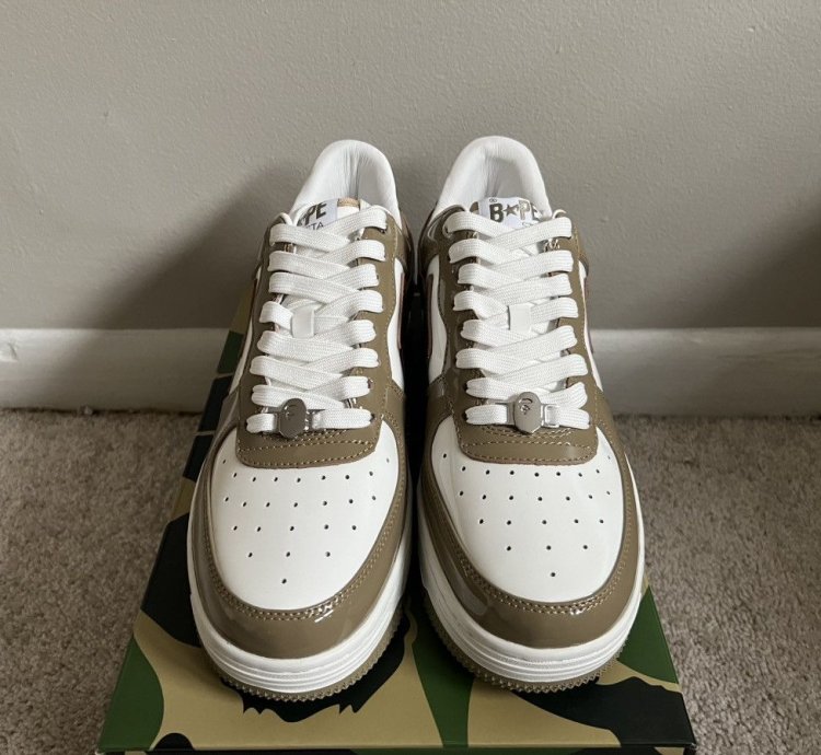 2023 Bathing Ape Patent Leather Khaki Bape Bapesta Size 13