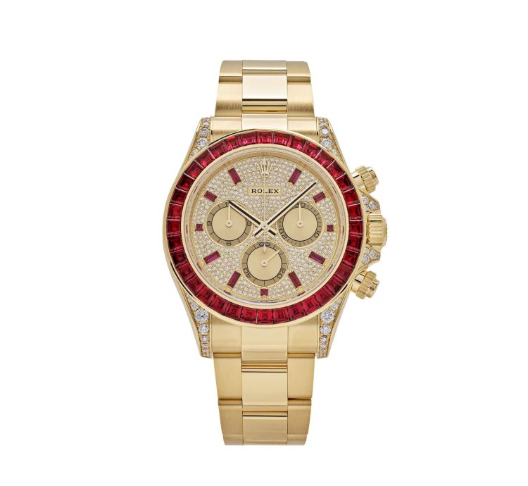 Rolex Daytona 126598tru Yellow Gold Ruby Bezel Diamond Pave Dial