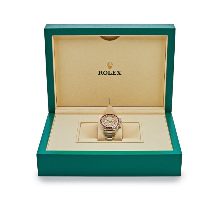 Rolex Daytona 126598tru Yellow Gold Ruby Bezel Diamond Pave Dial
