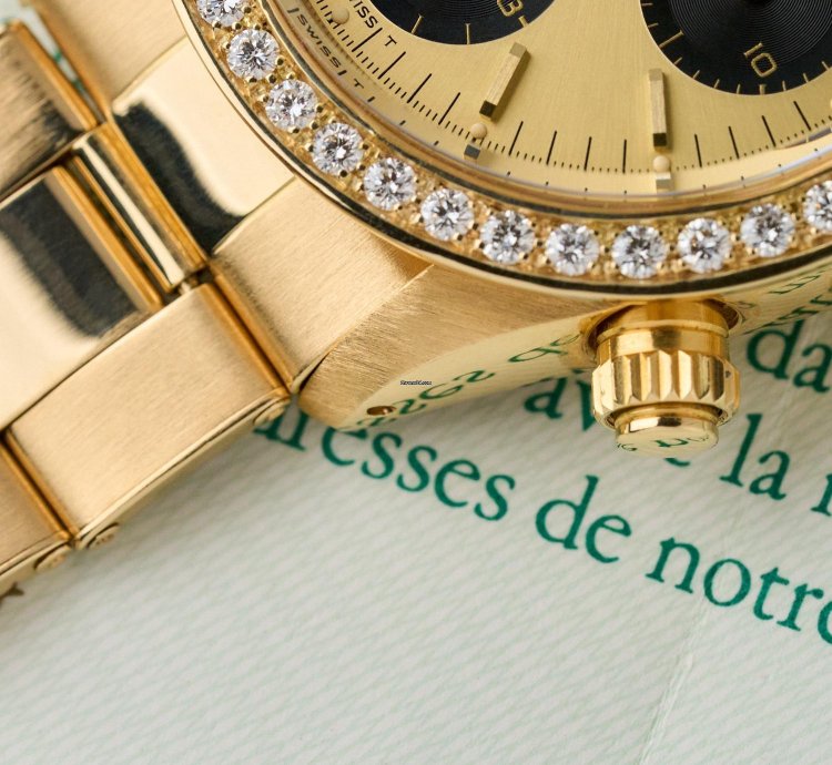Rolex Daytona 6269 - 18k Yellow Gold - Factory Diamonds Bezel - Single Owner - Full Set