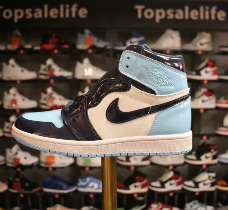women Air Jordan 1 Retro High Og Blue Chill Unc Patent Cd0461-401