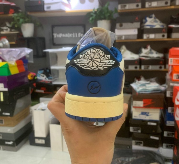 Air Jordan 1 Retro Low sail Black Military Blue Travis Scott