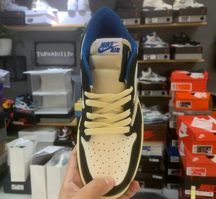 Air Jordan 1 Retro Low sail Black Military Blue Travis Scott