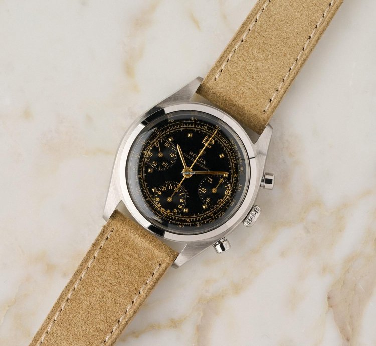 Rolex Chronograph 6034 Pre Daytona - Monoblock Case - Rare Black Gilt Dial - Mint Conditions