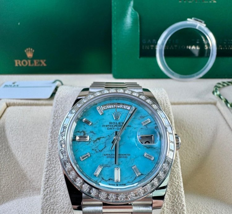 Rolex Day-date 40 Bnib Off Catalog Platinum Turquoise Dial 228396tbr-0040