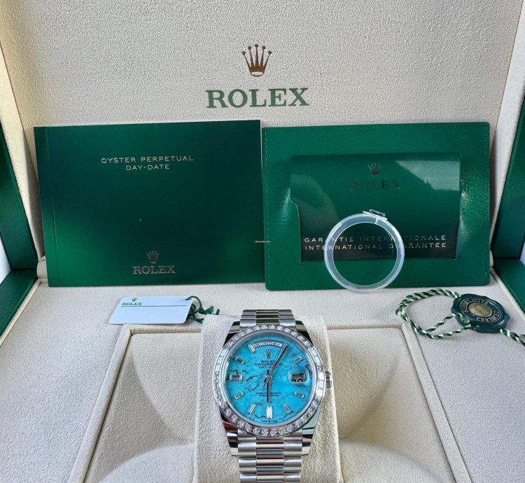 Rolex Day-date 40 Bnib Off Catalog Platinum Turquoise Dial 228396tbr-0040