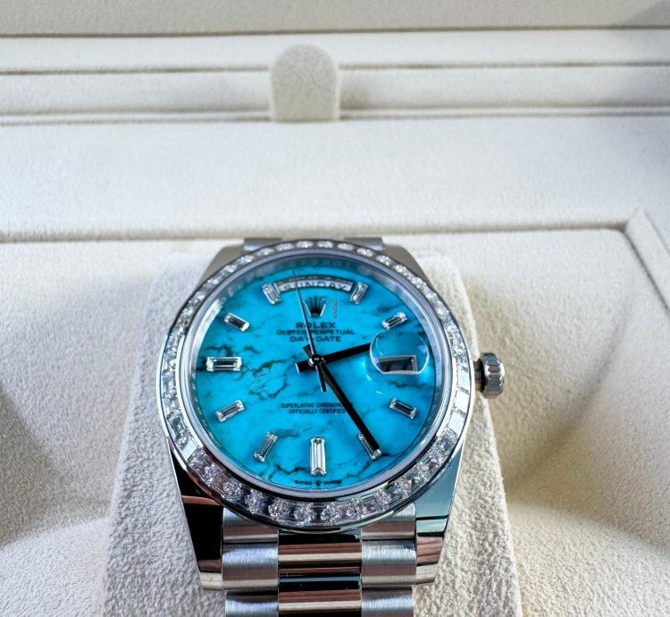 Rolex Day-date 40 Bnib Off Catalog Platinum Turquoise Dial 228396tbr-0040