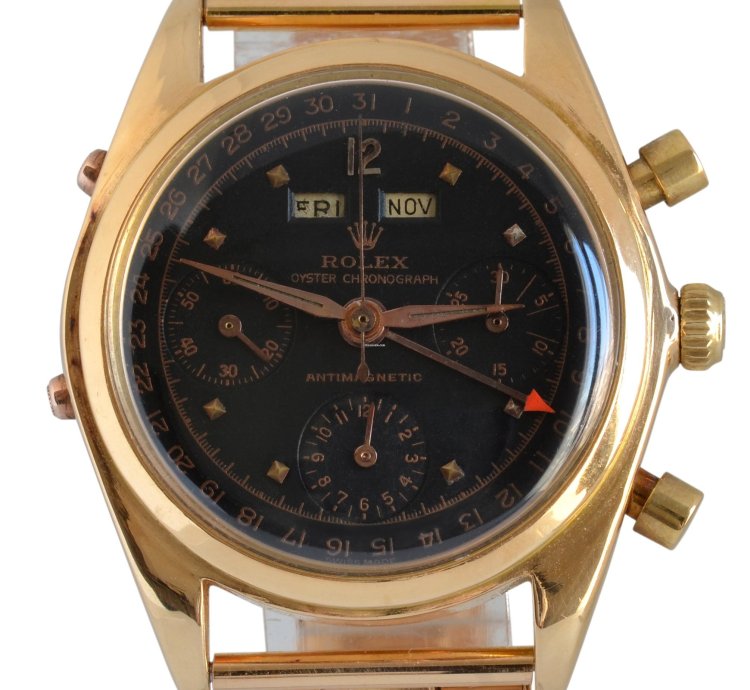 Rolex Chronograph Dato Compax 4767 Jean-claude Killy Chronograph Black Dial Pink Gold 18kt 1947