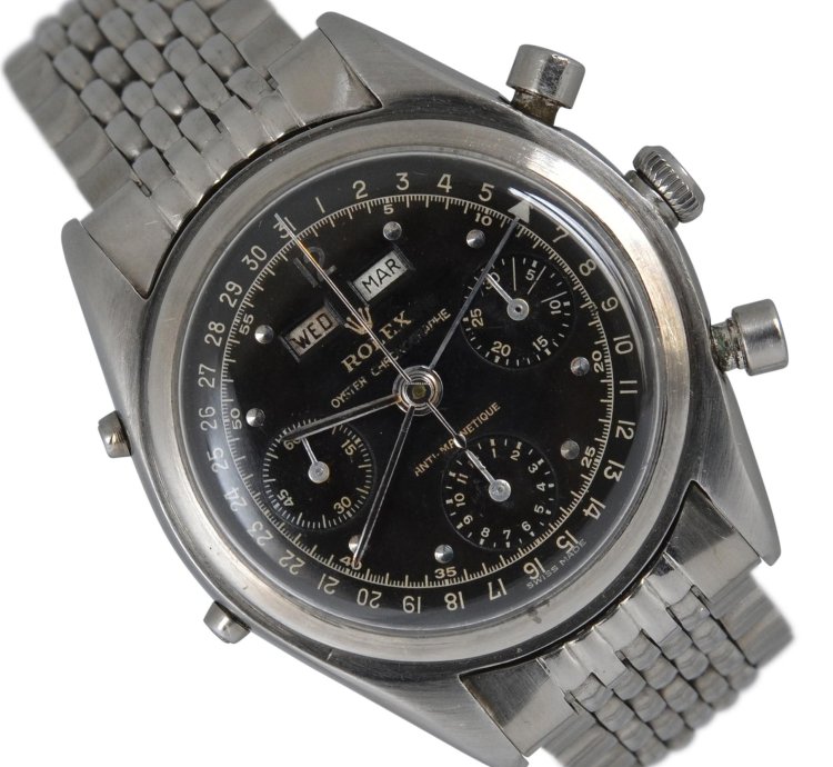 Rolex Chronograph Dato Compax 4767 Jean-claude Killy Chronograph Black Dial Very Rare 1947