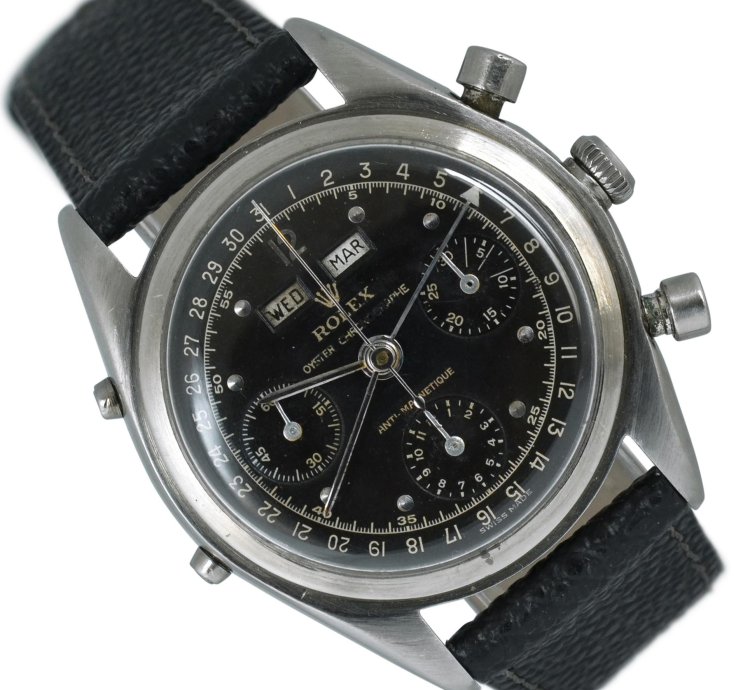 Rolex Chronograph Dato Compax 4767 Jean-claude Killy Chronograph Black Dial Very Rare 1947