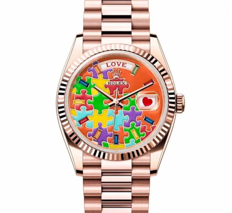 Rolex Day-date 36 Puzzle Dial 18k Rose Gold 128235 - Ats-w008123