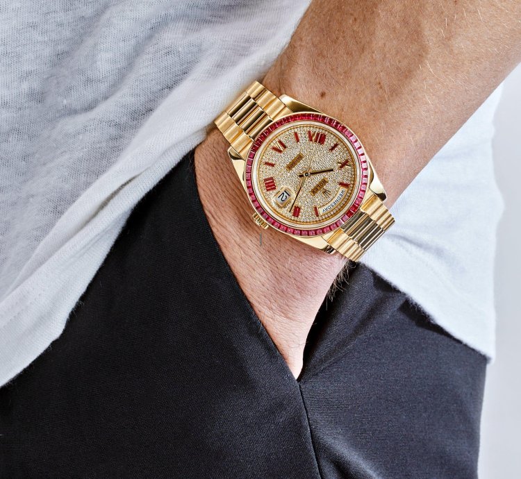 Rolex Day-date 40 228398tru Yellow Gold Roman Dial Ruby Bezel
